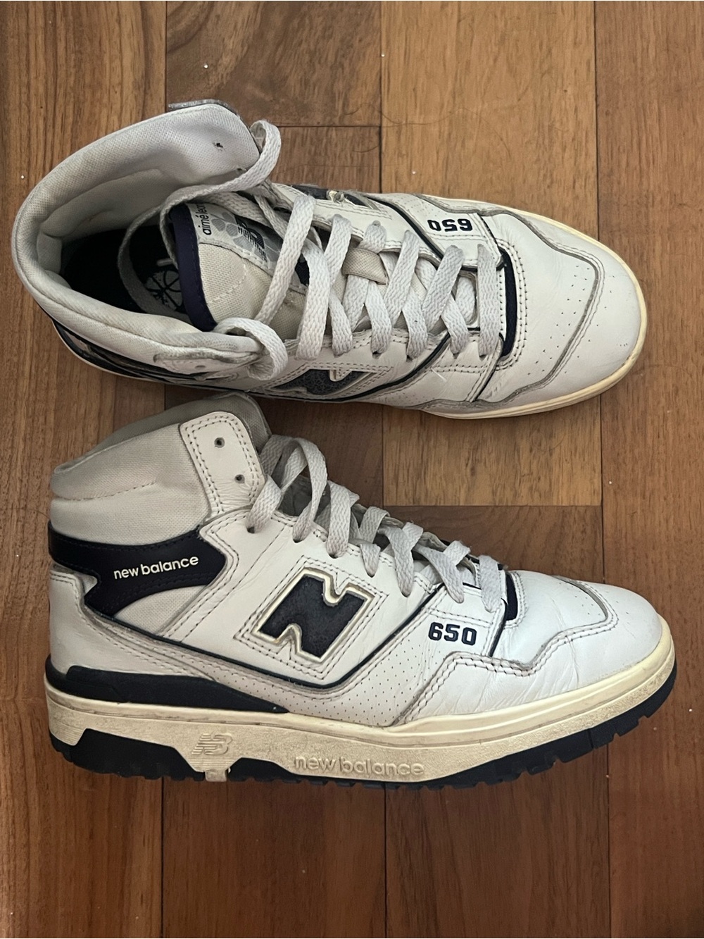 New Balance 650 Men’s White & Navy High-Top Sneakers